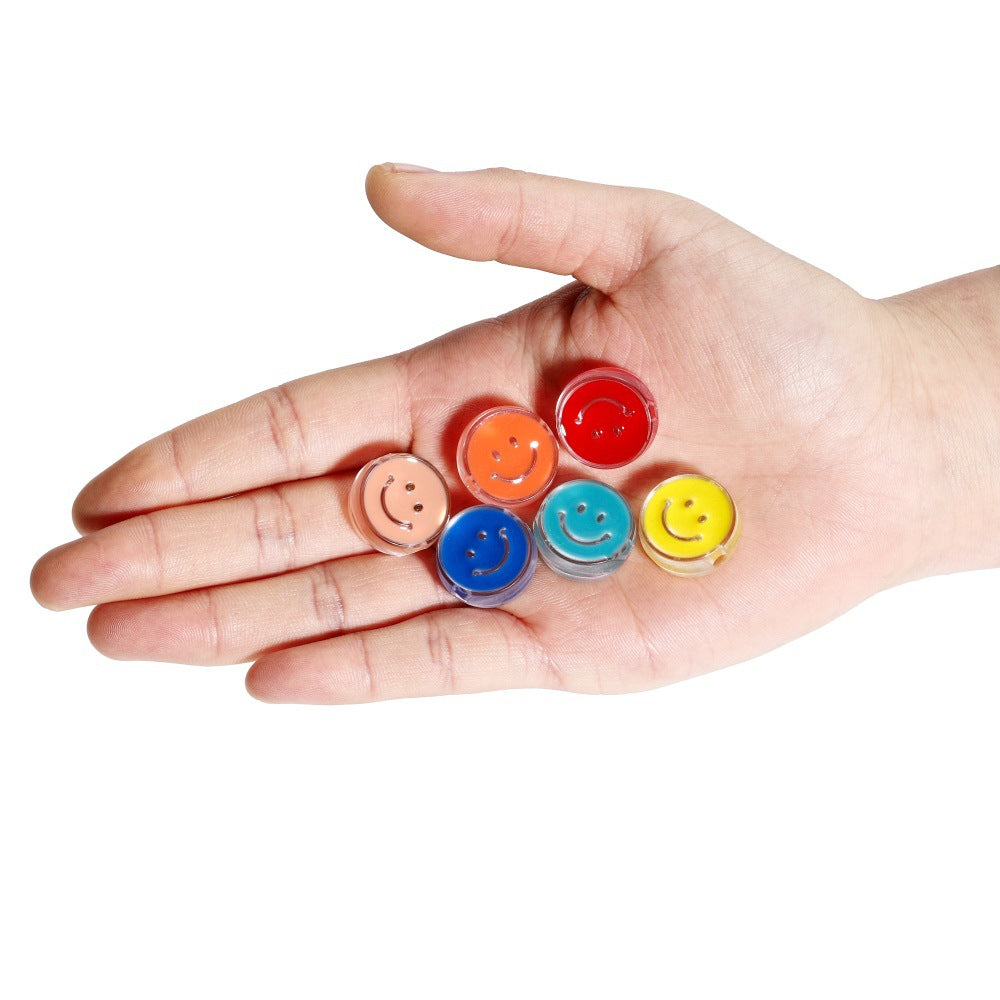 Wholesale 10pcs/pack  Acrylic Drip Oil Round Smile Beads