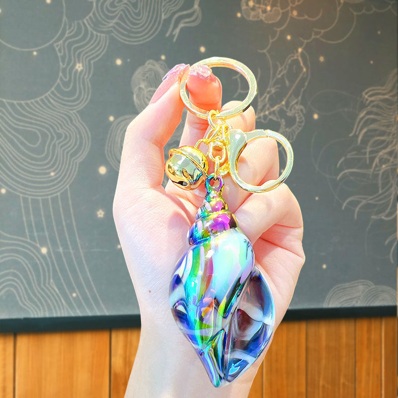 Wholesale Acrylic colorful electroplating conch keychain