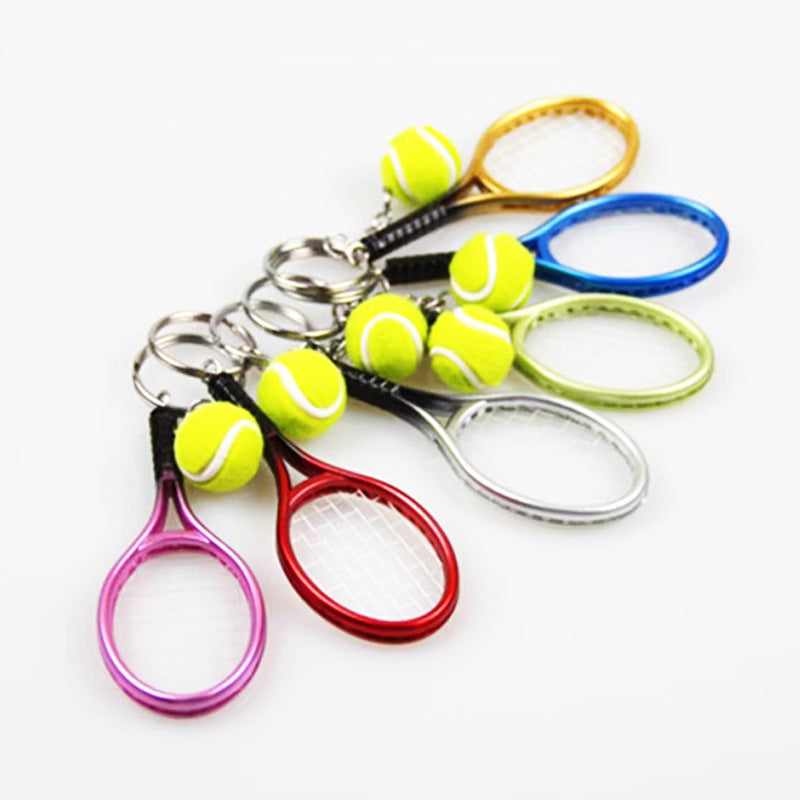 Wholesale Simulation Metal Tennis Mini Tennis Keychain