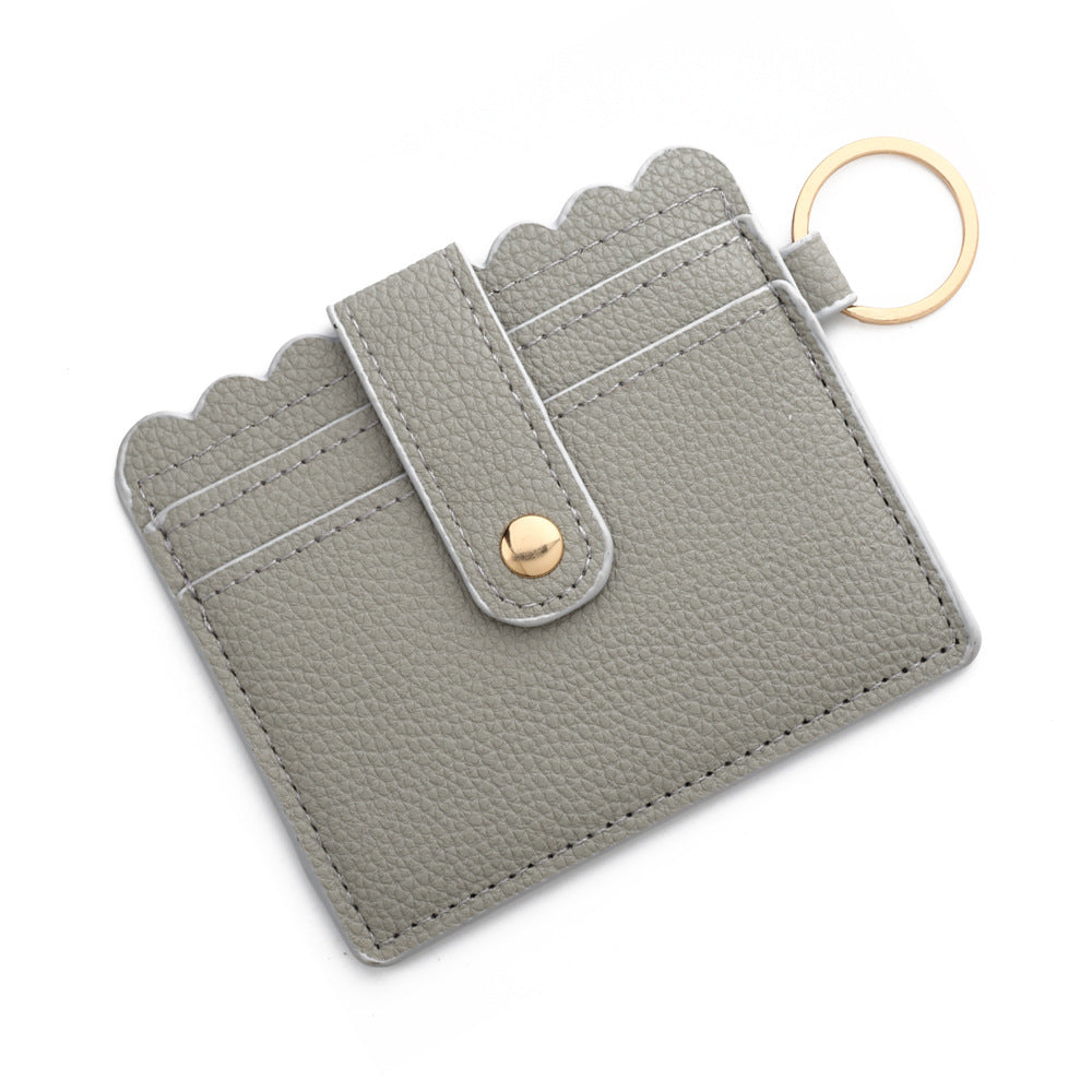 Wholesale Solid Color PU Leather Card Holder Multi-Card Keychain