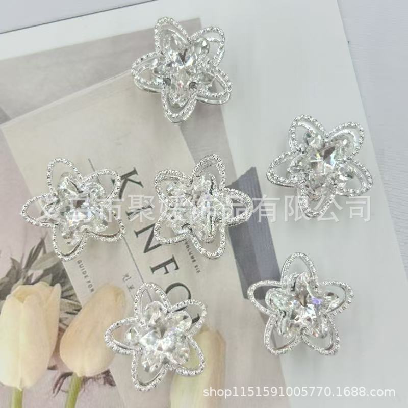 Wholesale 20pcs Alloy Double-sided Hollowed-out Star Beads/ Spacer 3D Crystal Beads