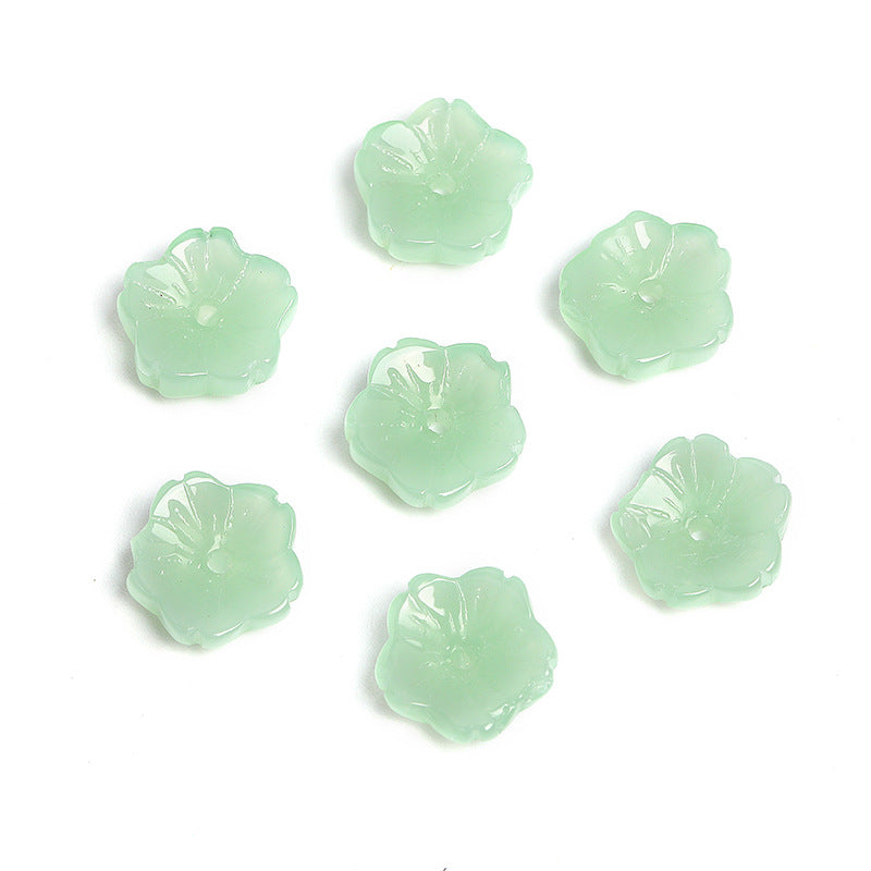 Wholesale 100pcs10mm Glass Transparent Petals Gradient Through Hole Beads DIY Spacer