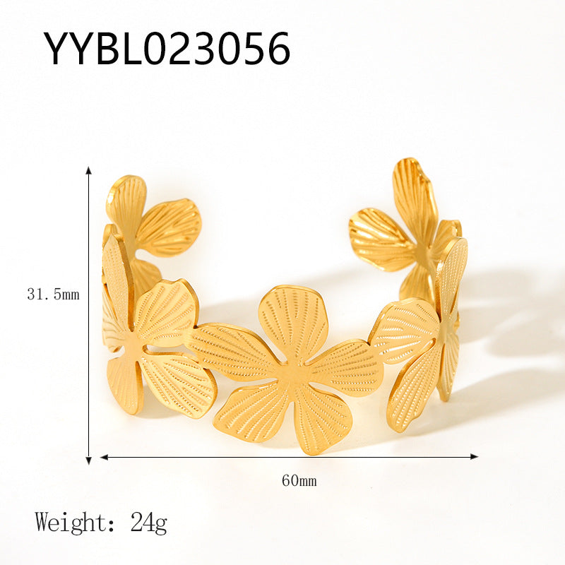Wholesale Stainless Steel Flower 18K Gold Plated Non-fading Bracelet