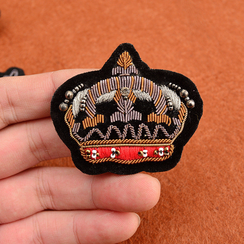 Wholesale 2pcs DIY Hand Embroidered Indian Silk Cloth Patches Hat Clothes Crown Patches FS