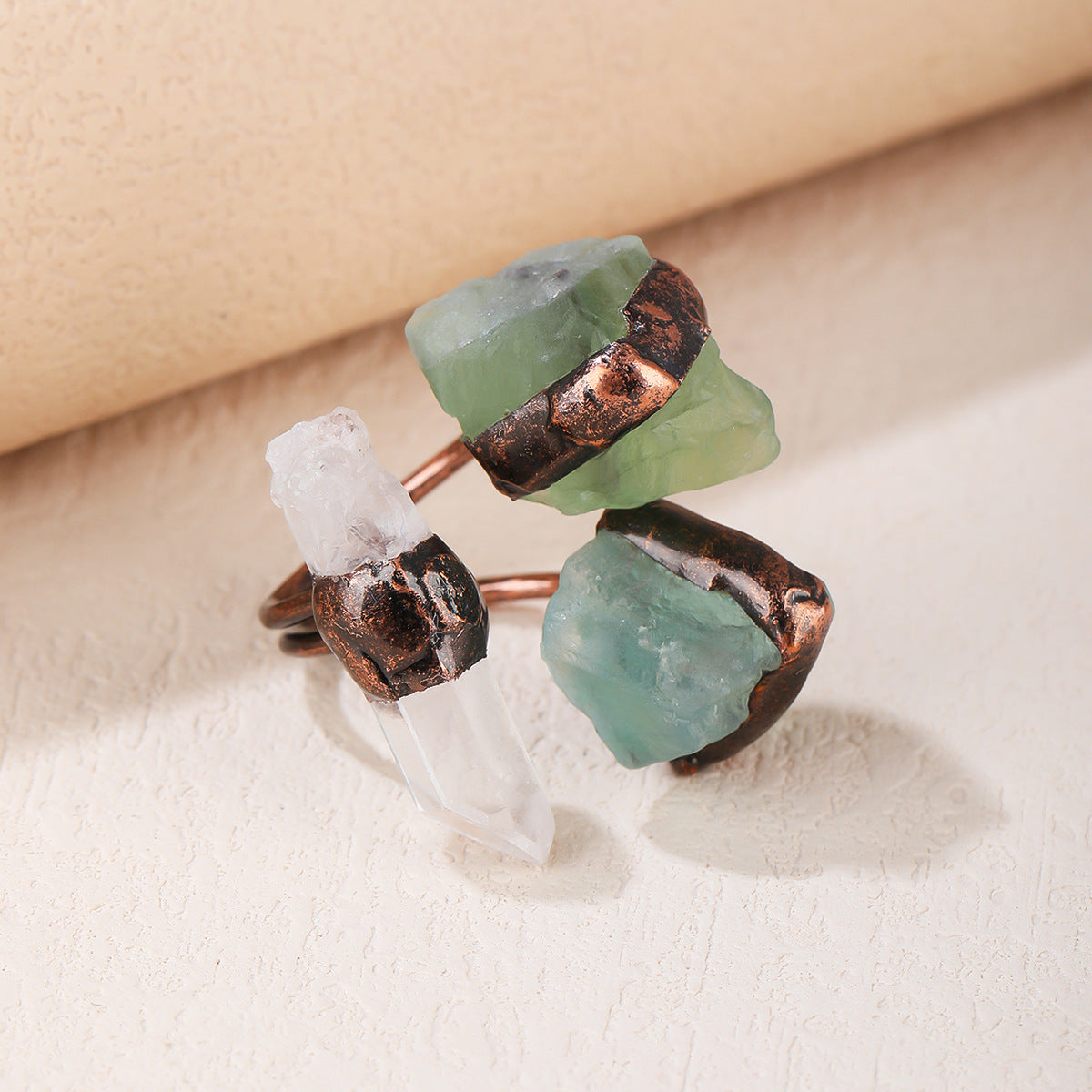 Wholesale Dark Vintage Crystal Raw Stone Ring