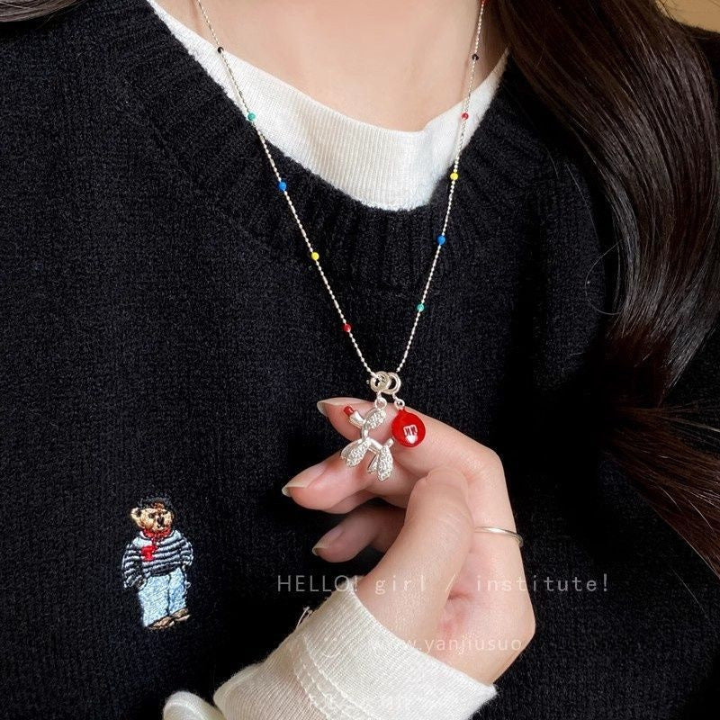 Wholesale Red M bean balloon dog pendant necklace