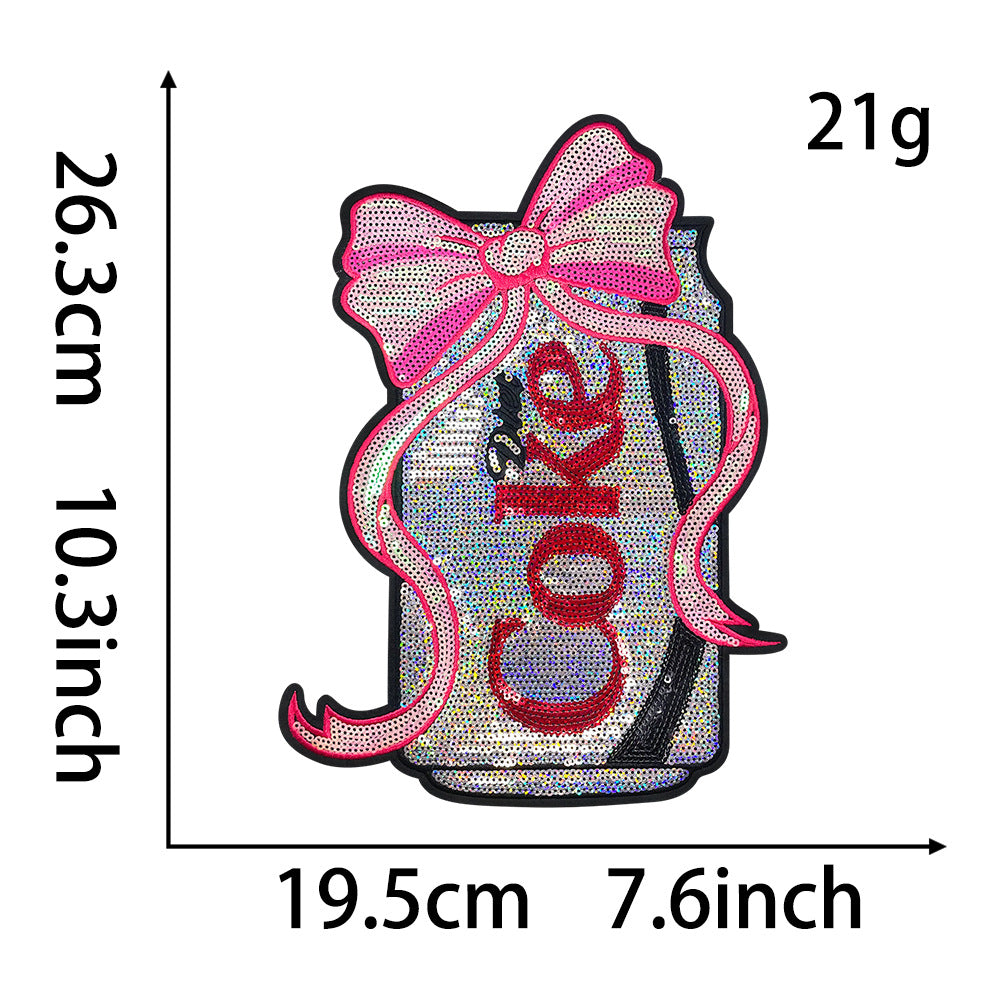 Wholesale Trendy Sequin Embroidered Soda Can Patch OLY ExclusiveWith Bow DIY Craft Supply For Coats And Bags