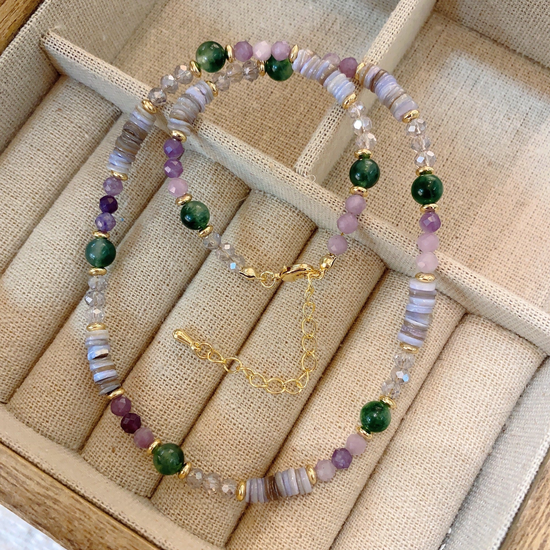 Wholesale Natural Stone Freshwater Pearl Colored Glass Beaded Necklace