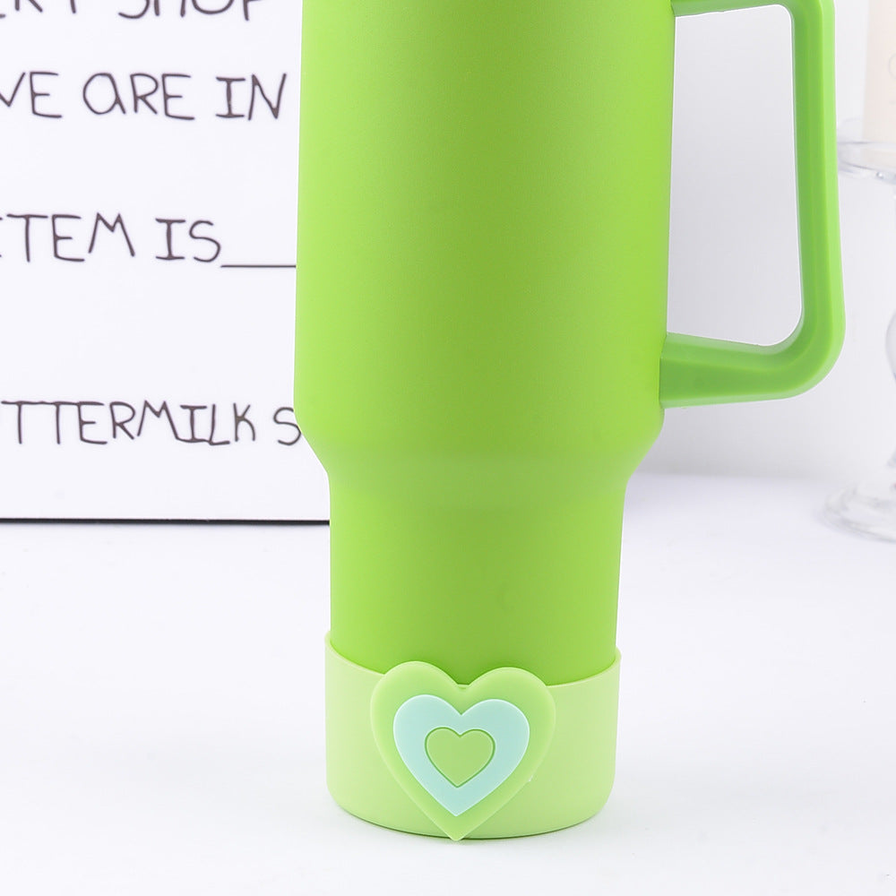 Wholesale  New Creative 10mm Colorful Heart Straw Cap Dustproof 7.5cm Silicone Protective Cup Cover Anti-Fall Accessories