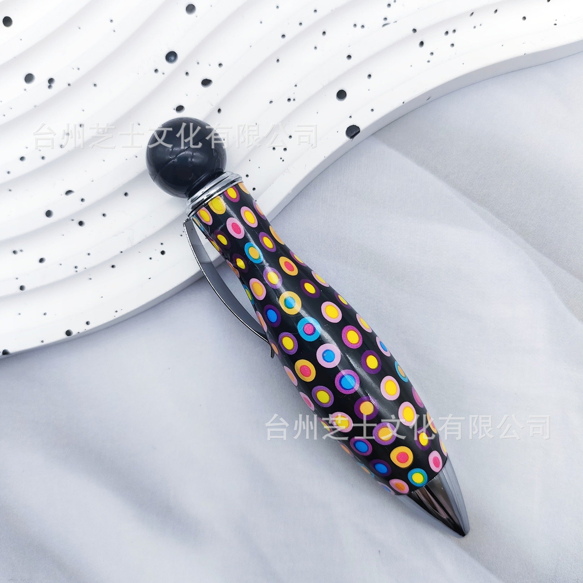 Wholesale 10pcs Multicolor Bowling Ballpoint Pen Cute Spot Print Flower Film Chubby