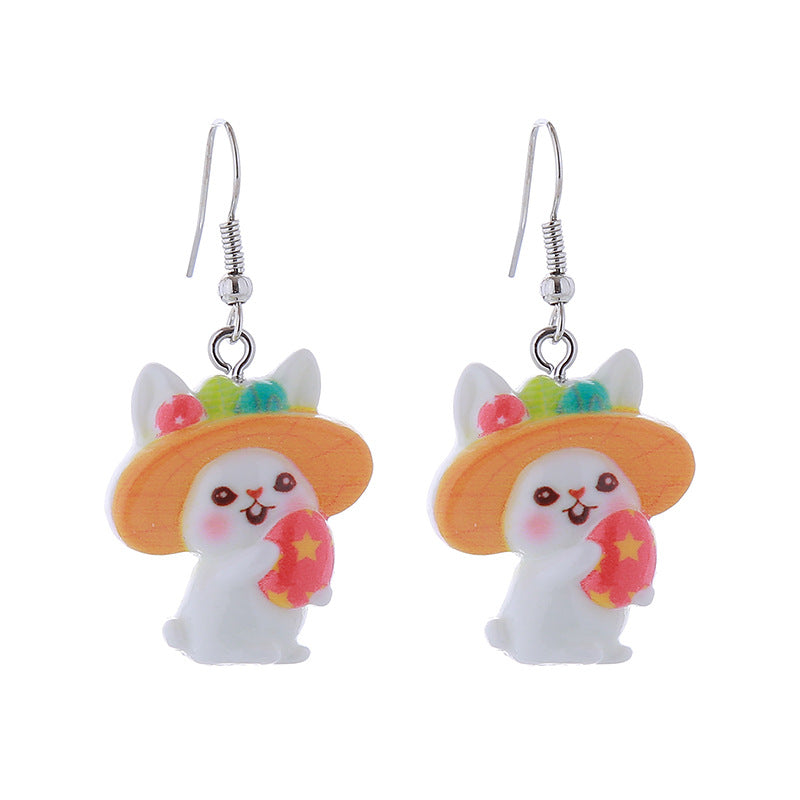 Wholesale Easter Cartoon Rabbits, Carrots, Easter Eggs, Chicks, Plastic Earrings