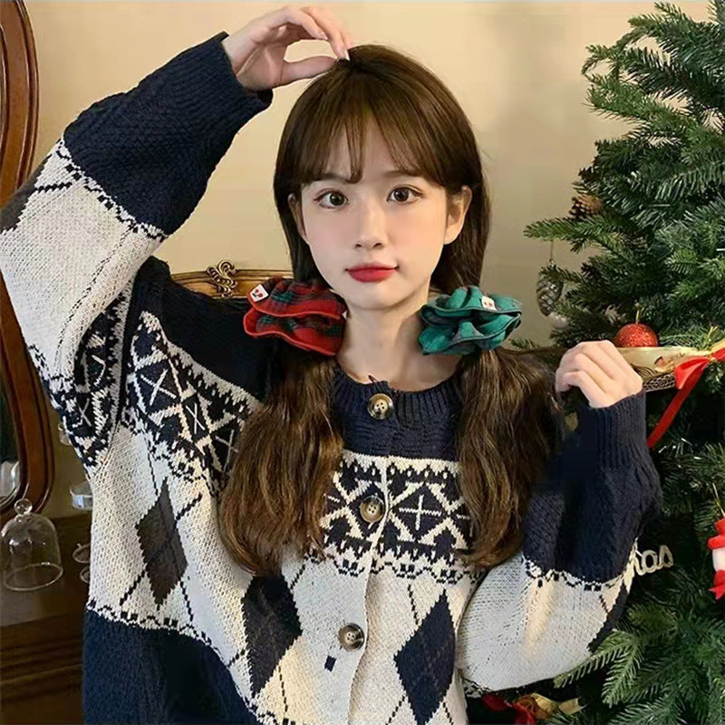 Wholesale Versatile Plaid Red and Green Christmas Cloth Headband