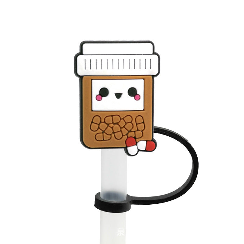 Wholesale 10PCS Doctor and Nurse Silicone Cartoon Tube Straw Hat