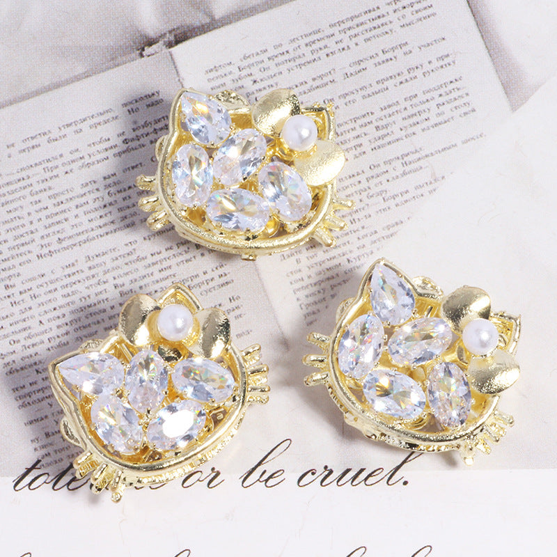 Wholesale Cat Rhinestone Straight Hole Loose Bead DIY