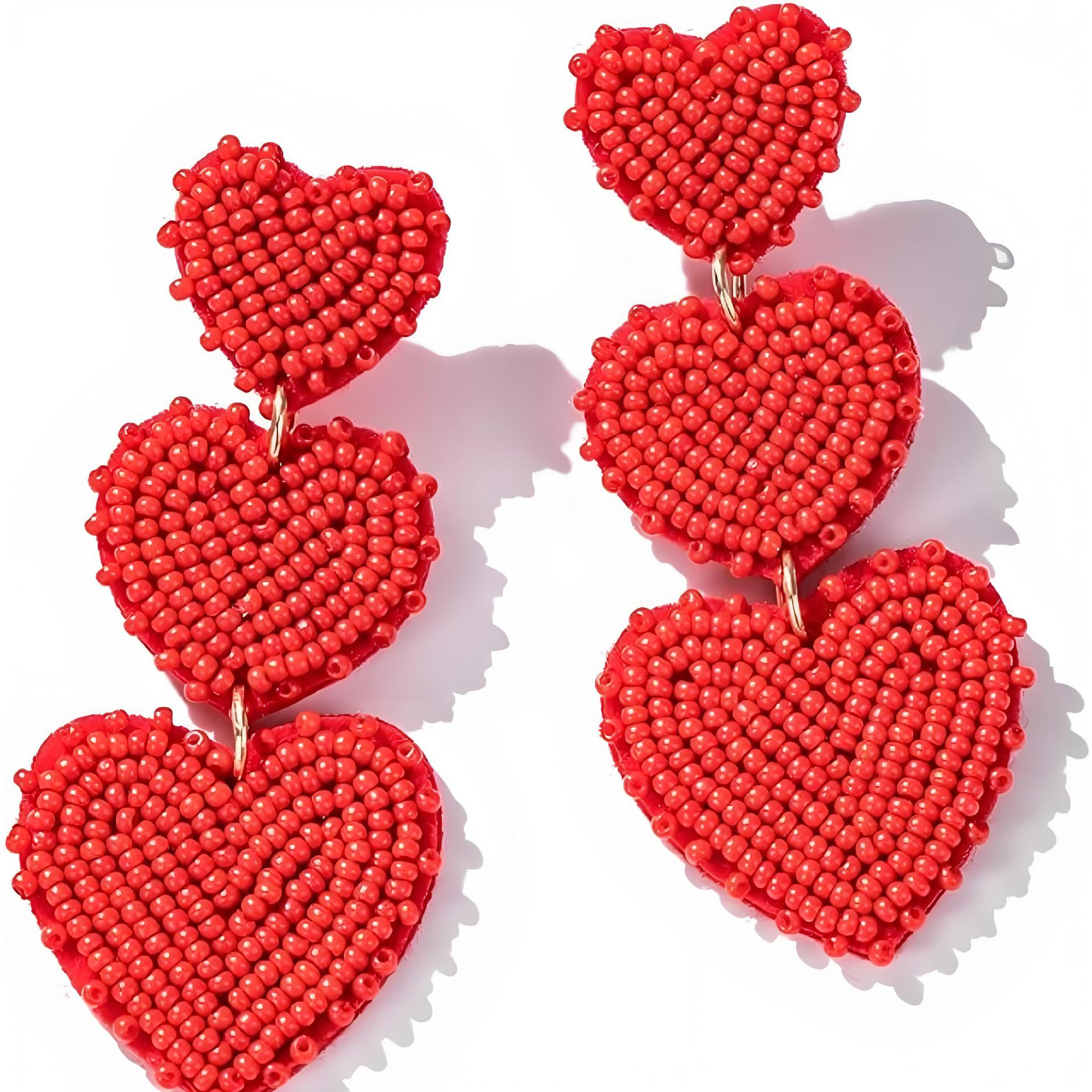 Wholesale Wholesale Hand-sewn Bohemian Heart Earrings