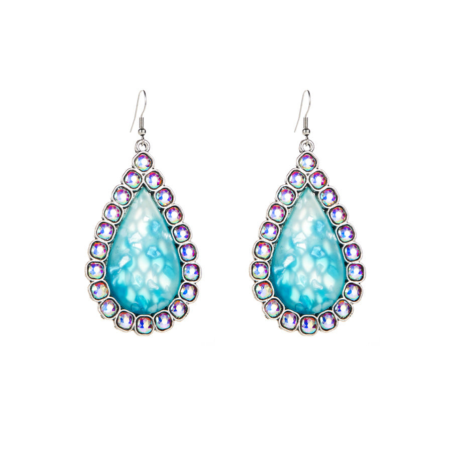 Wholesale Alloy Diamond Resin Pendant Earrings
