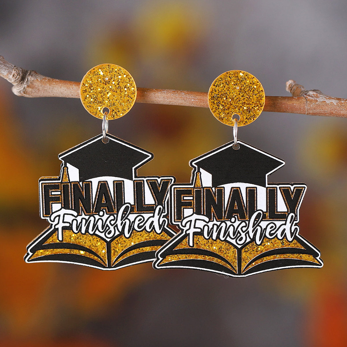 Wholesale Back-to-school season sequined book bachelor' s cap with pendant earrings