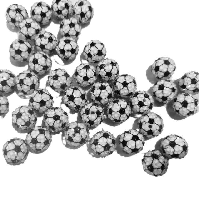 Wholesale 20MM Resin Football Diamond Inlaid Tree Ball Beads Loose Beads