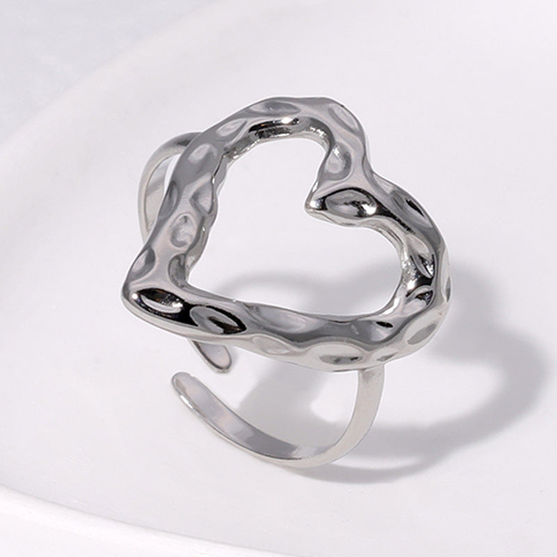 Wholesale Titanium Steel 18K Gold-plated Heart Opening Rings