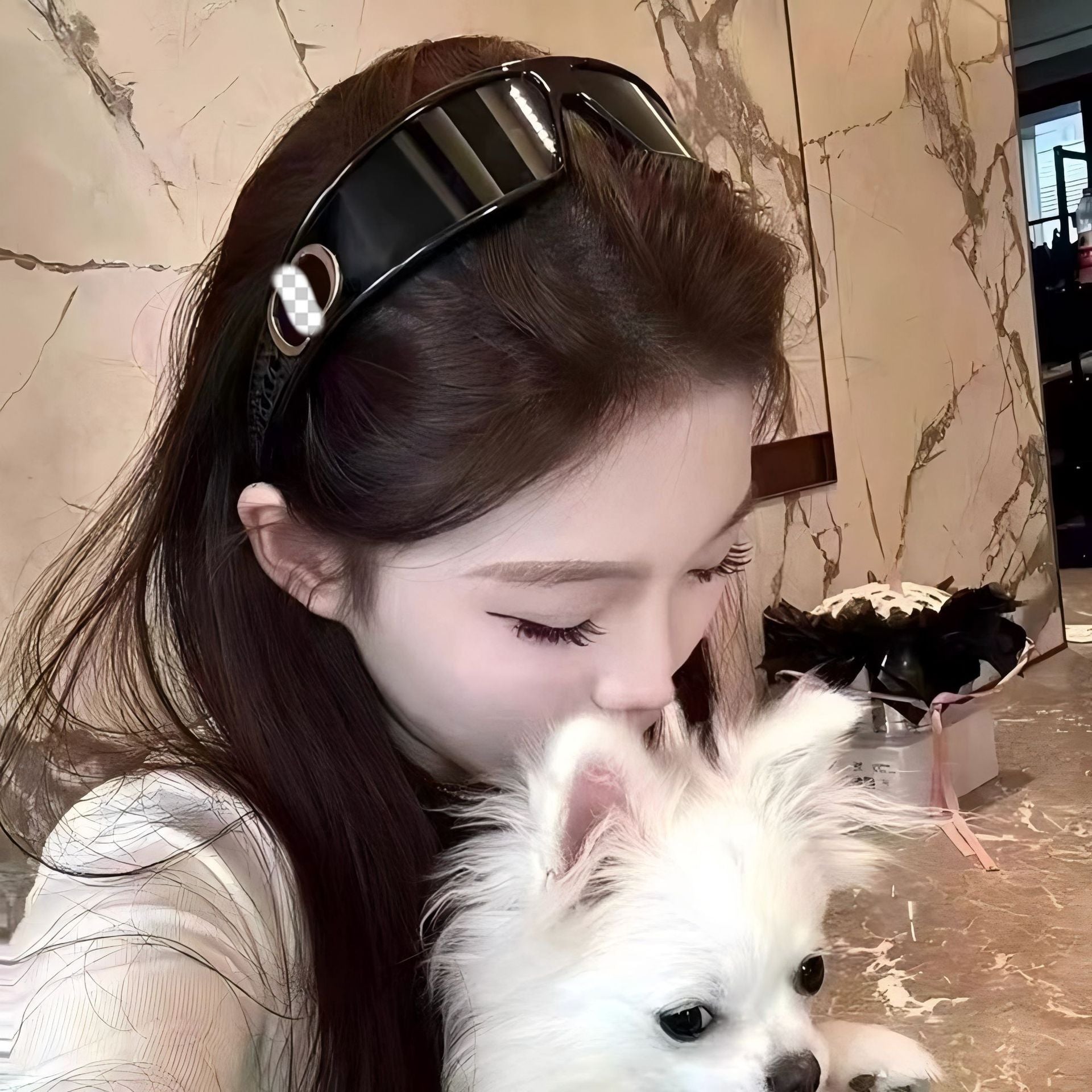 Wholesale Women's futuristic headband sunglasses two in one