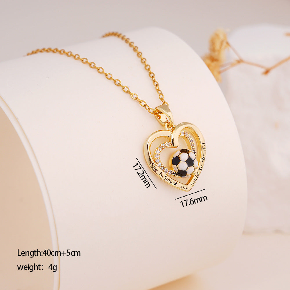 Wholesale Football Necklace Light Luxury Clavicle Chain with Heart