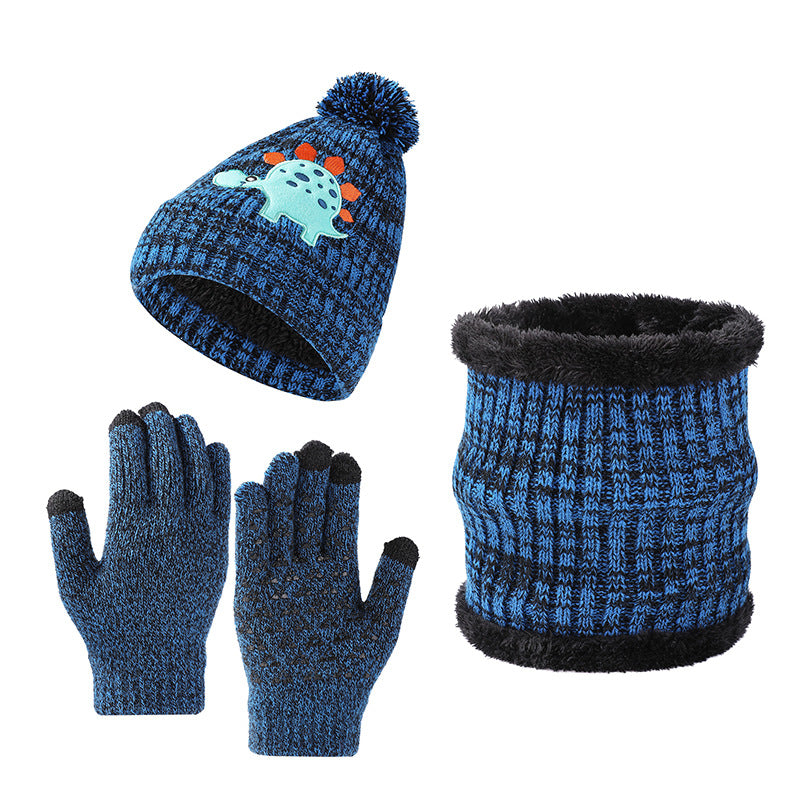 Wholesale Children's Winter Hat Knitted Woolen Scarf Gloves Set