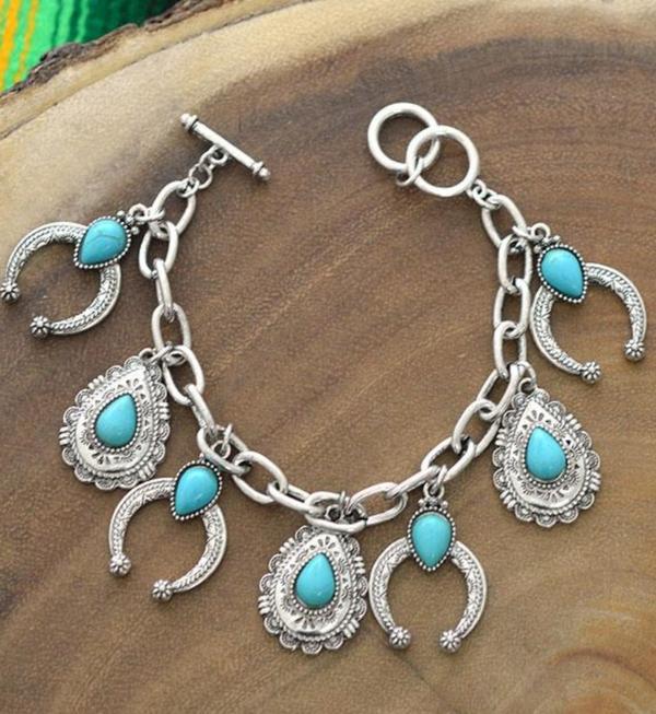 Wholesale Waterdrop Geometric Turquoise Cutout Alloy Bracelet