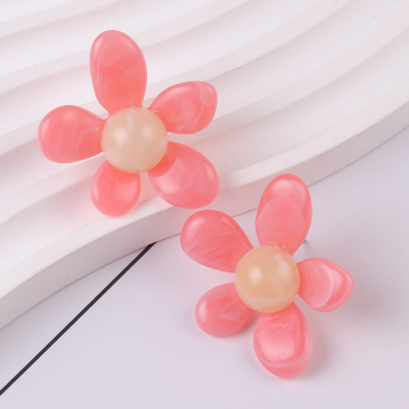 Wholesale Summer fresh earrings five-petal flower jelly color earrings