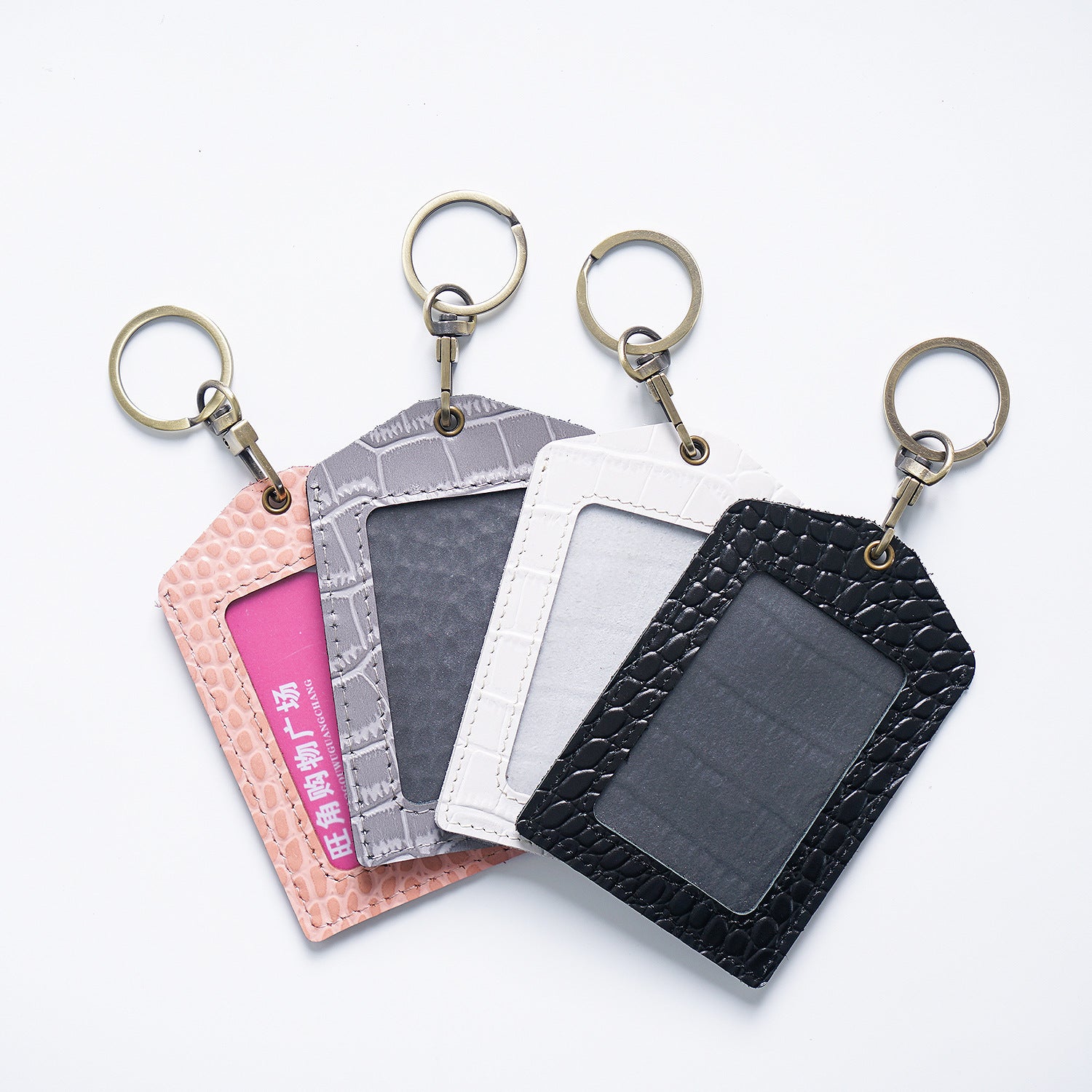 Wholesale Cowhide ID Holder Leather Keychain