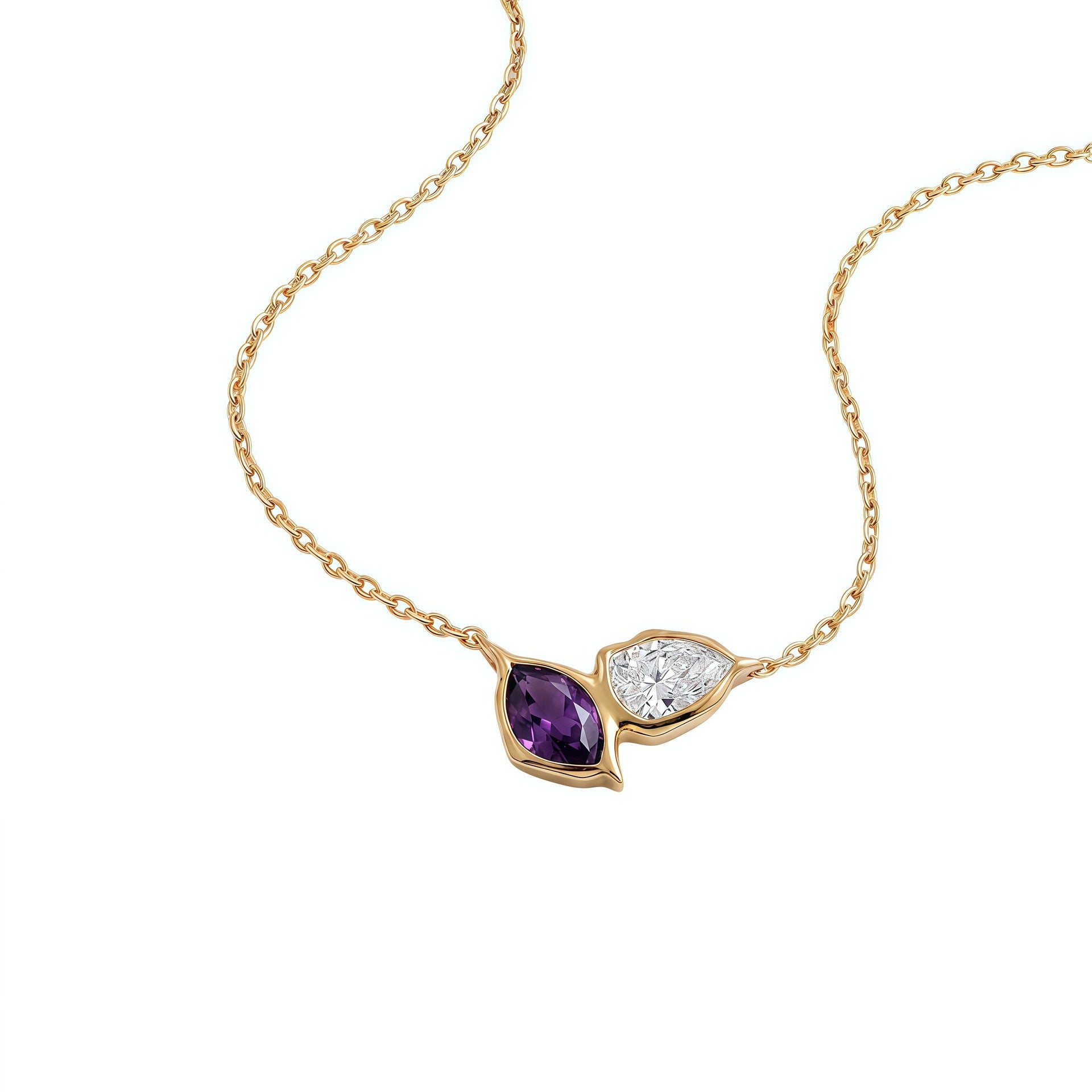 Wholesale Stylish 12 Birthstone Leaf Pendant Necklace Stainless Steel Electroplated Fashion Jewelry Gift