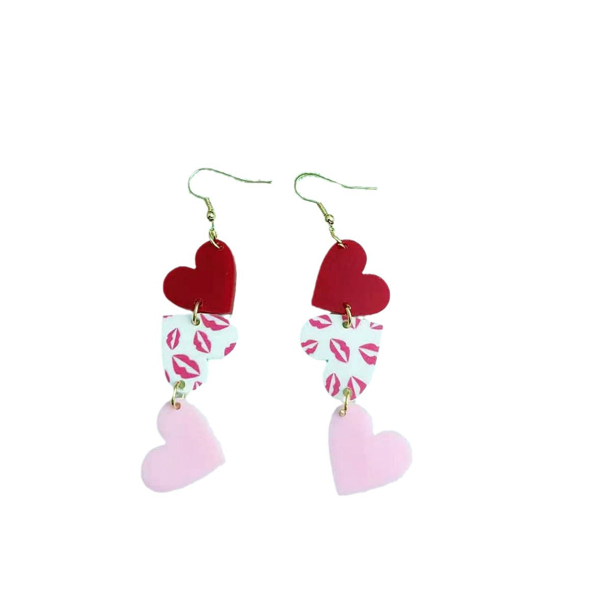 Wholesale  Heart-Shaped Pendant Lip Flower Pattern Acrylic Earrings