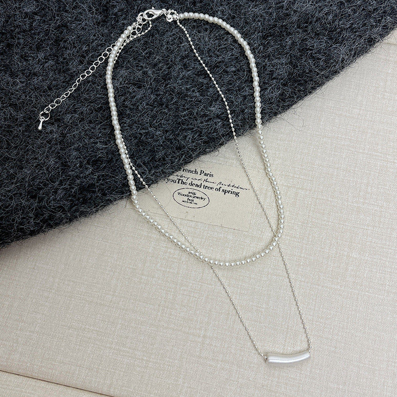 Wholesale Japanese and Korean Silver Brushed Heart Design Necklace Women' s