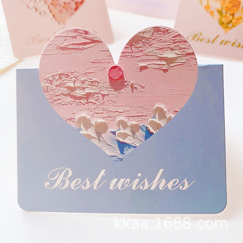 Wholesale of 10pcs/pack Mother's Day Love 3D Oil Painting Flowers Paper Greeting Cards