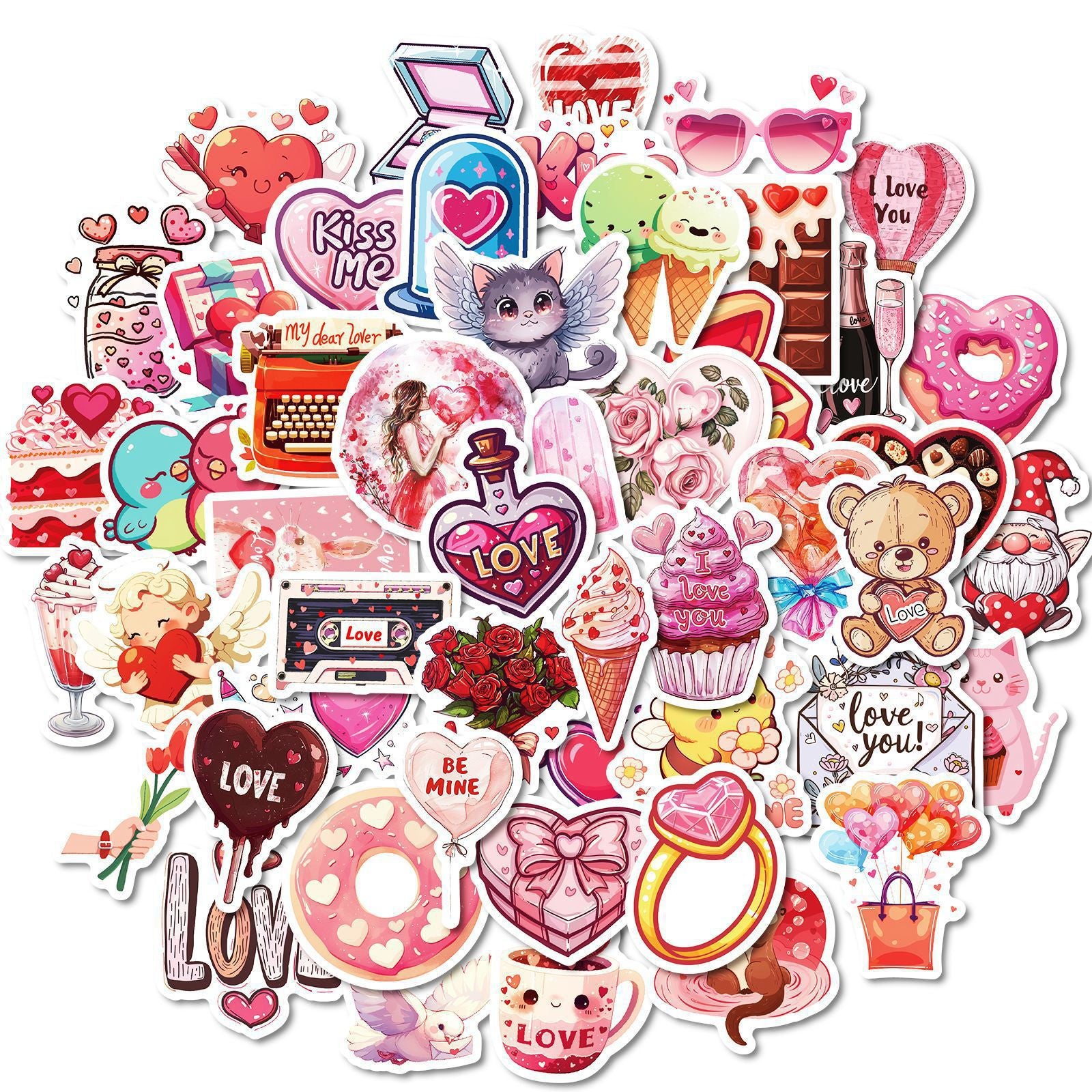 Wholesale 300pcs Romantic Pink Valentine' s Day Love Chocolate Stickers