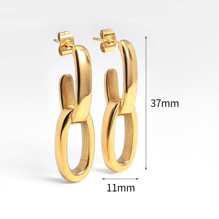 Wholesale 18K Gold Plated Oval Interlocking Earrings