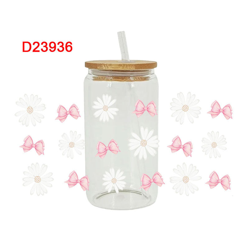 Wholesale bow flower 16oz Cup UV DTF Wraps