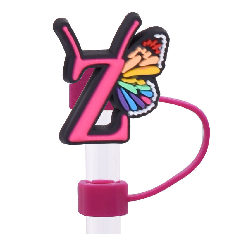 Wholesale  Random 100pcs/pack   Butterfly letter dustproof straw cover  Straw Tube Cap