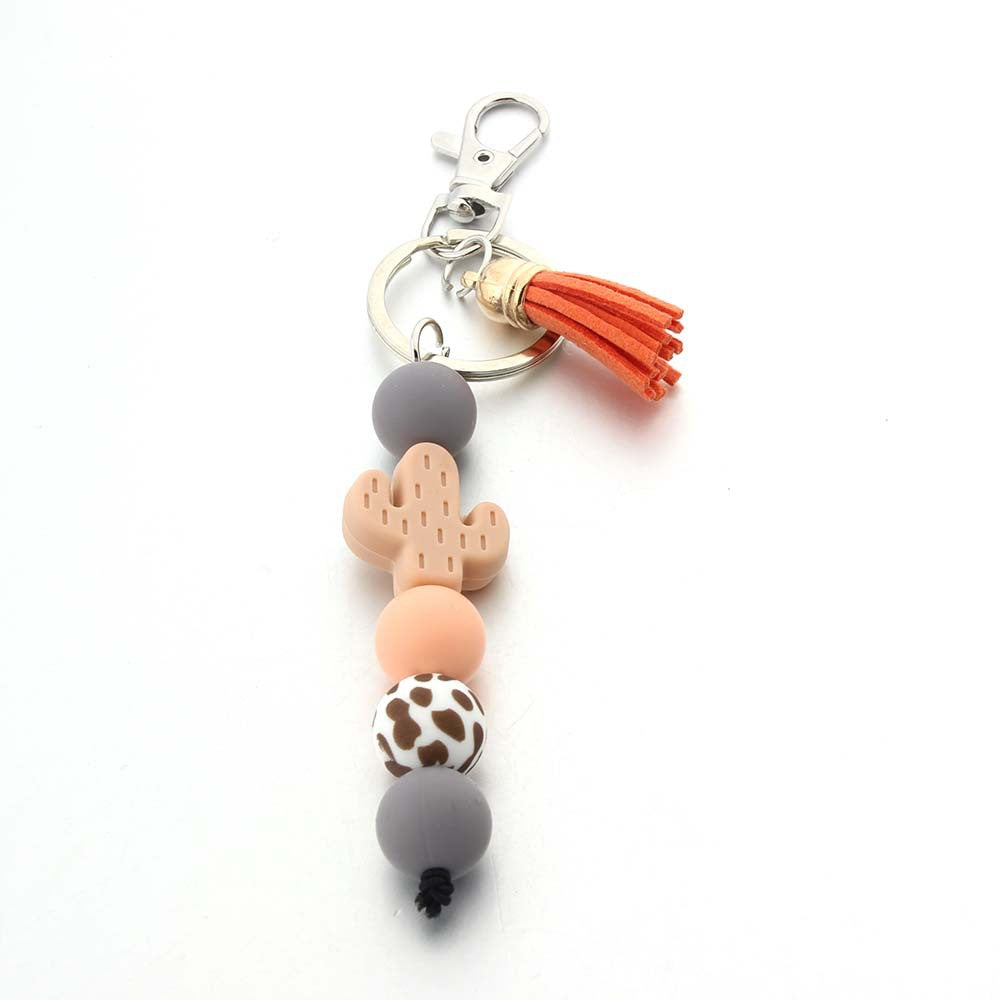 Wholesale Cartoon Cactus Food Grade Silicone Beads Keychain