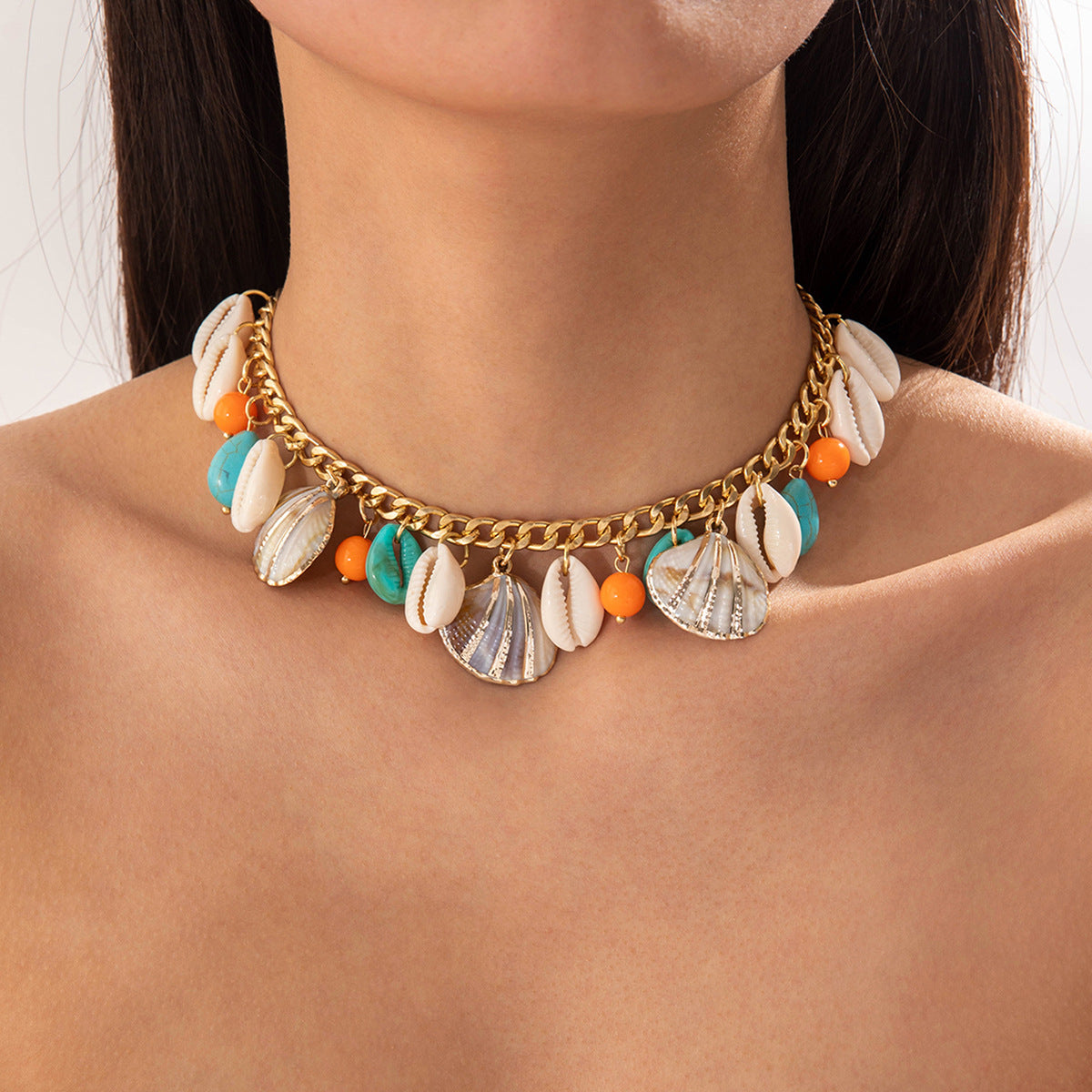 Wholesale Starfish Pendant Necklace Beach Style  Chain Jewelry