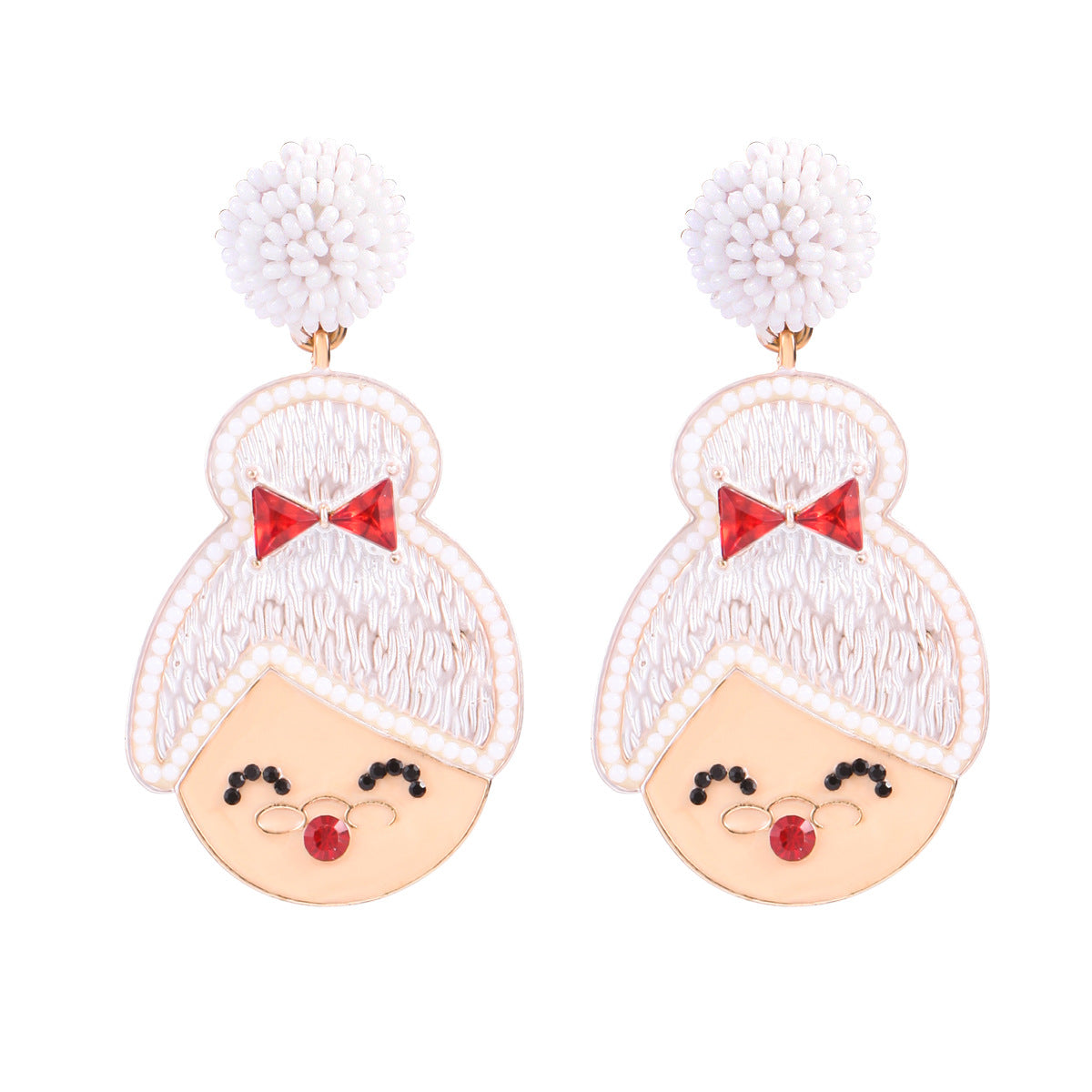 Wholesale 3 pairs/1 pack Christmas creative Santa Claus Granny oil dripping diamond earrings