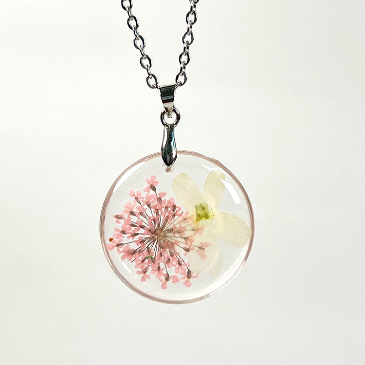 Wholesale 6pcs Natural Plant Specimen Dried Flower Necklace