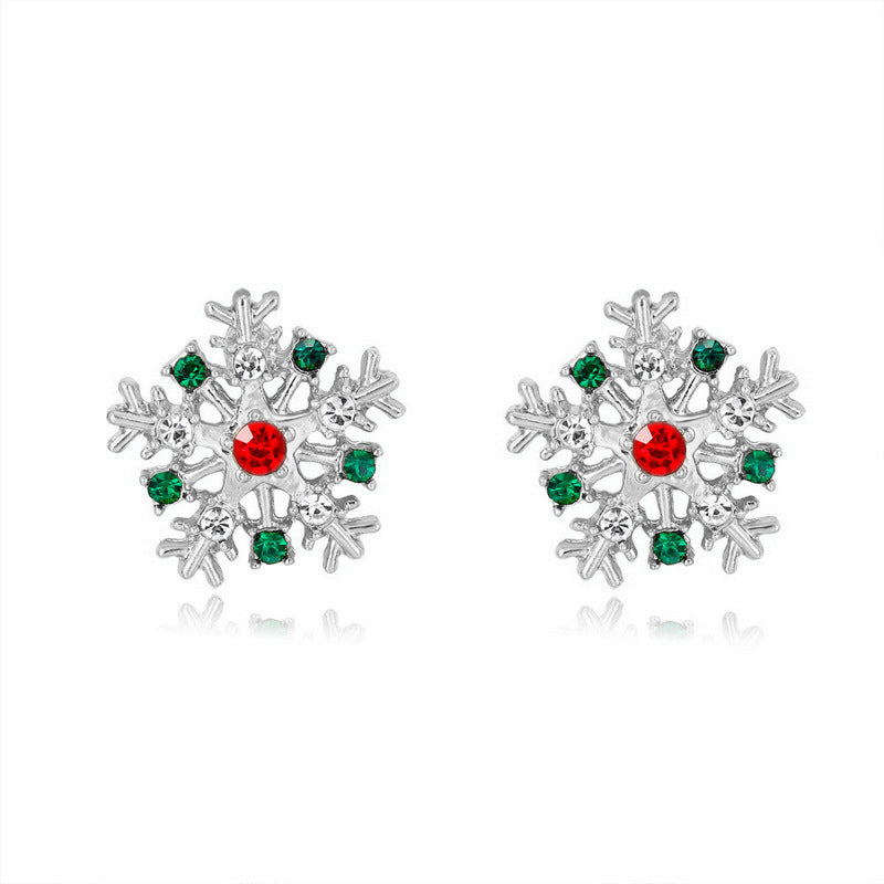 Wholesale Christmas jewelry diamond snowflake pearl earrings