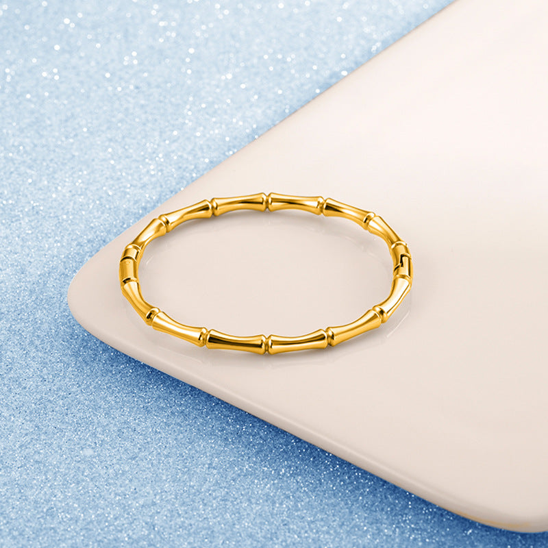 Wholesale Simple and Elegant Style Gold Bamboo Solid Stainless Steel Bracelet