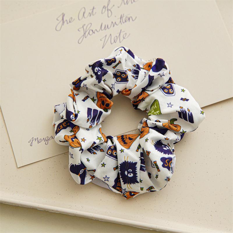 Wholesale of Halloween Skeleton Women's Fabric Hair Scrunchies