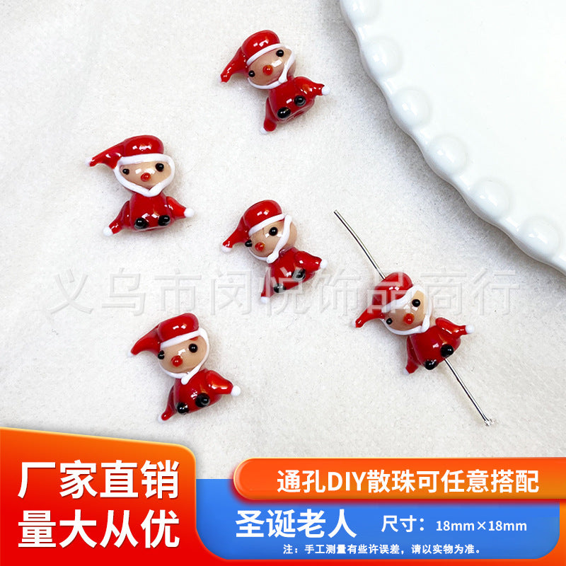 Wholesale 10pcs Snowman Christmas tree gingerbread man glass beads