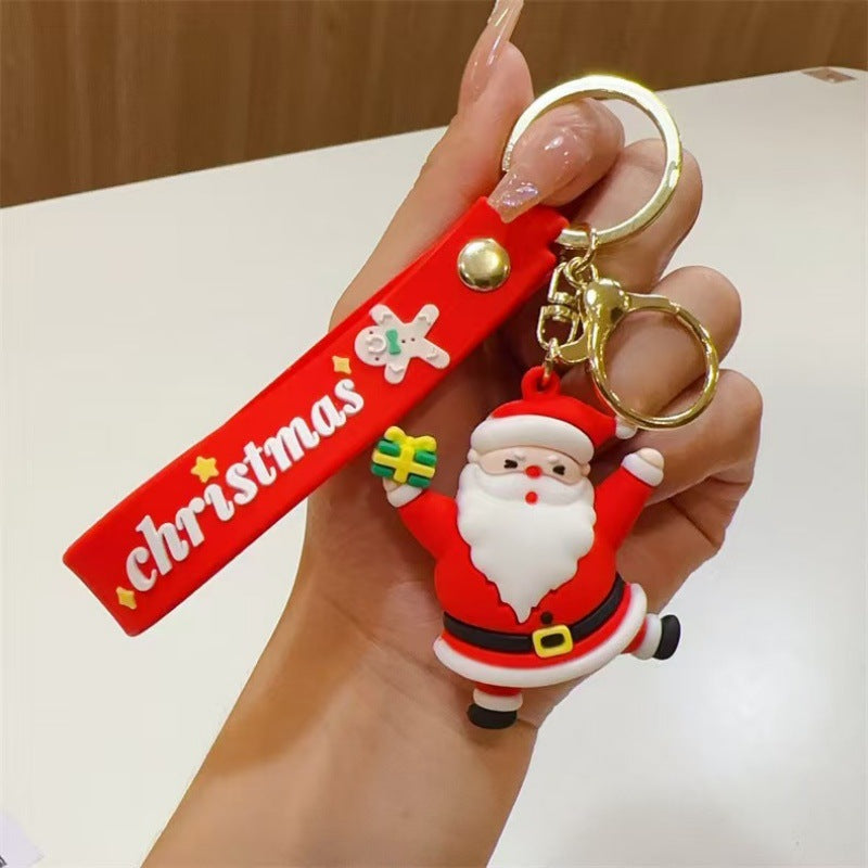 Wholesale Christmas  Cartoon PVC Keychain Decorative Bag Charm Car Key Accessory Trendy Gift For Boutique Resale
