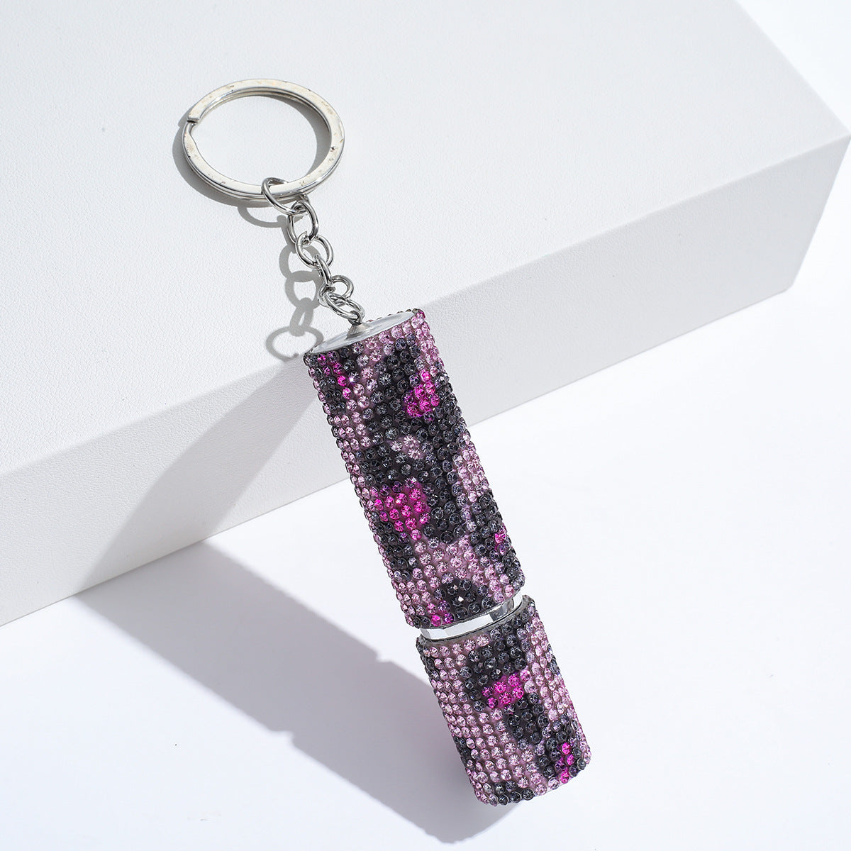 Wholesale Colorful Leopard Print Rhinestone Perfume Bottle Portable Multifunctional Keychain