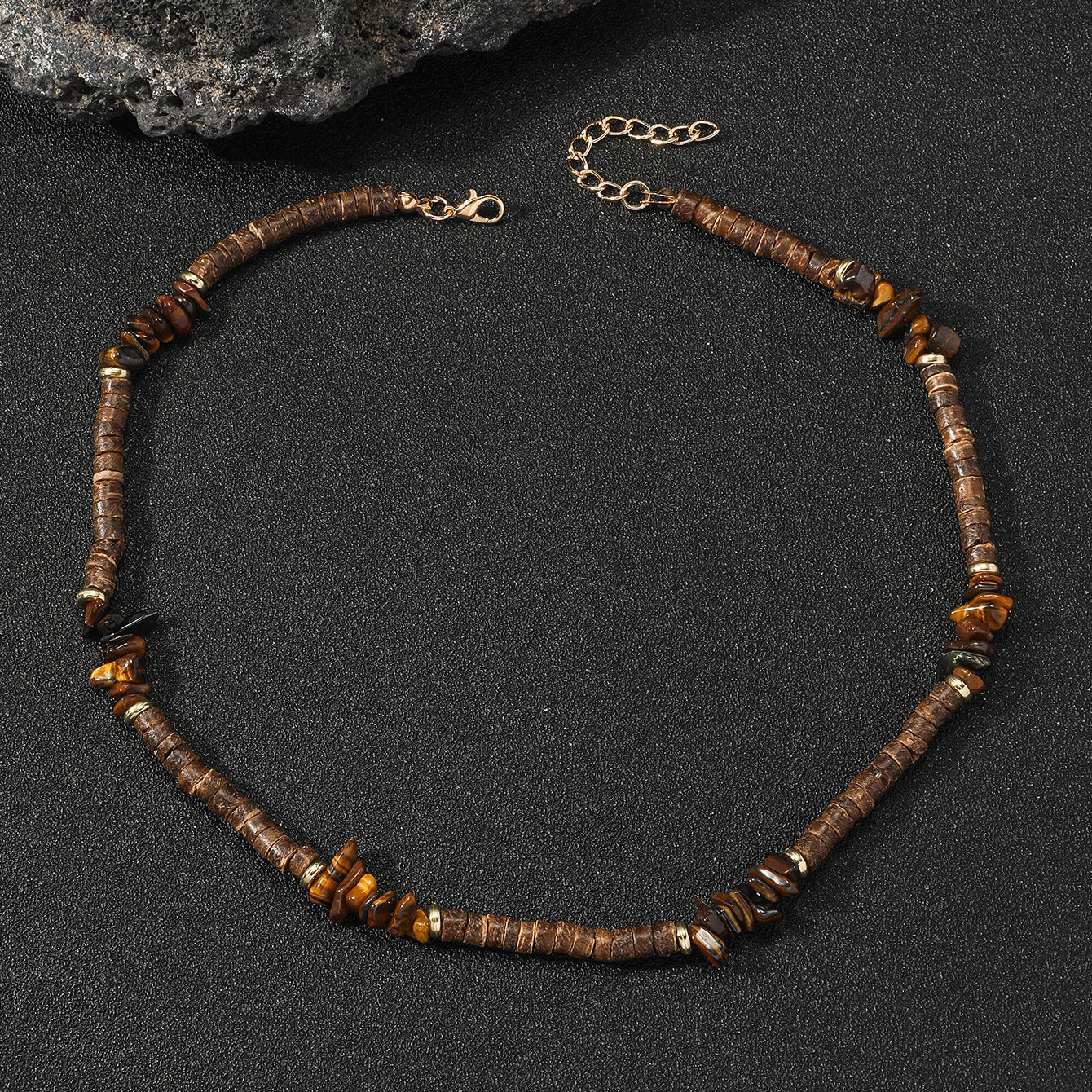 Wholesale Hip-hop Bohemian style turquoise and wooden beaded men' s necklace