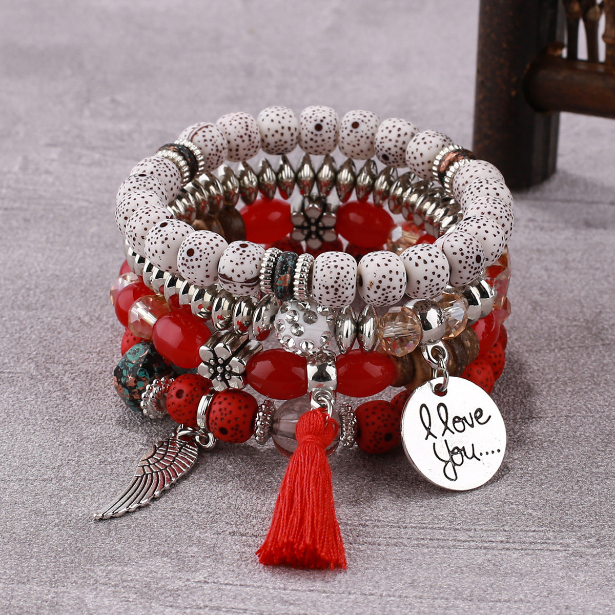 Wholesale Bohemian Multi layered Creative Tassel Bodhi Wings Love Fashion Bracelet