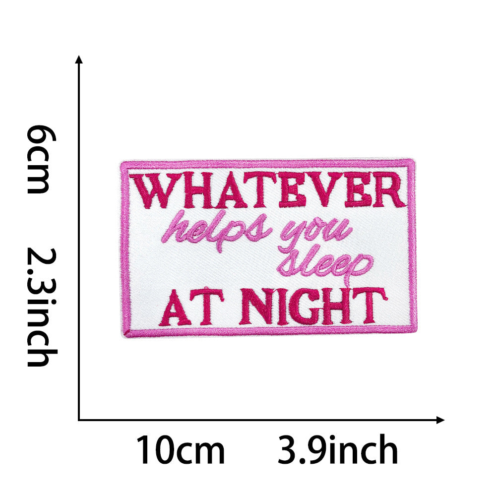 Wholesale 20 Styles Pink Letter Gold Plaid Polyester DIY Iron On Embroidered Patches For Shoes Hats Stylish Gift